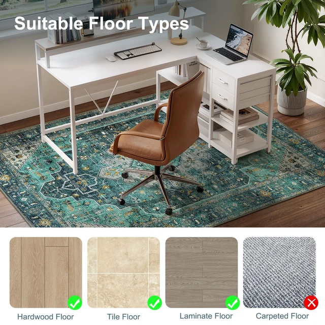 Alt view image 2 of 7 - 48"x60" Chair Mat for Hardwood Floor/Tile Floor, Desk Chair Mats for Hard Floors, Under Desk Rug Protector for Rolling Chair, Computer Gaming Chair Mat, Low Pile Carpet Floor Mat