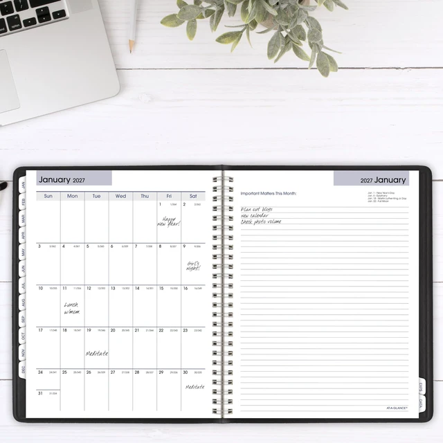Alt view image 3 of 7 - 2026 Planner, Weekly & Monthly, 7" x 8.75", Medium, Refillable, Executive, DayMinder, Black (G5450026)