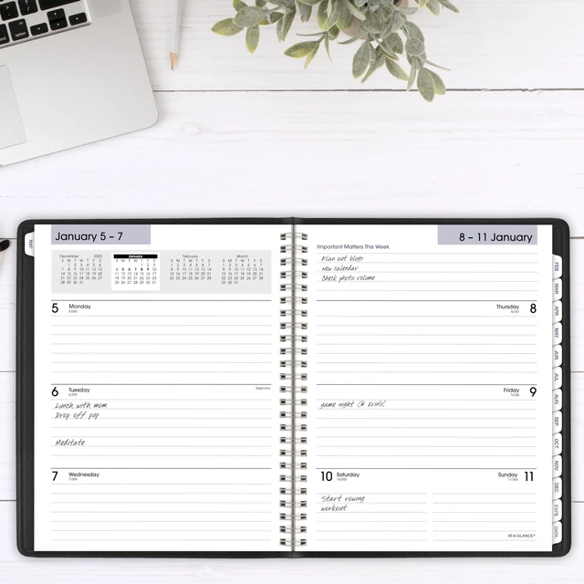 Alt view image 2 of 7 - 2026 Planner, Weekly & Monthly, 7" x 8.75", Medium, Refillable, Executive, DayMinder, Black (G5450026)