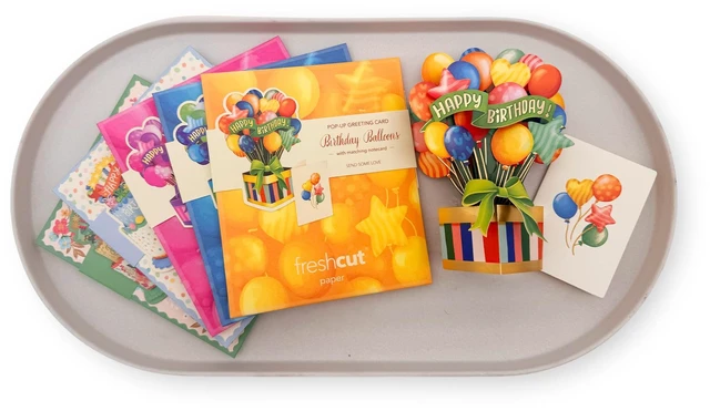 Main image of Mini Birthday Collection Boxed Set of 5 Includes Note Cards and Envelopes Cakes & Balloon Designs for Birthday Cards & More, Kids & Adults