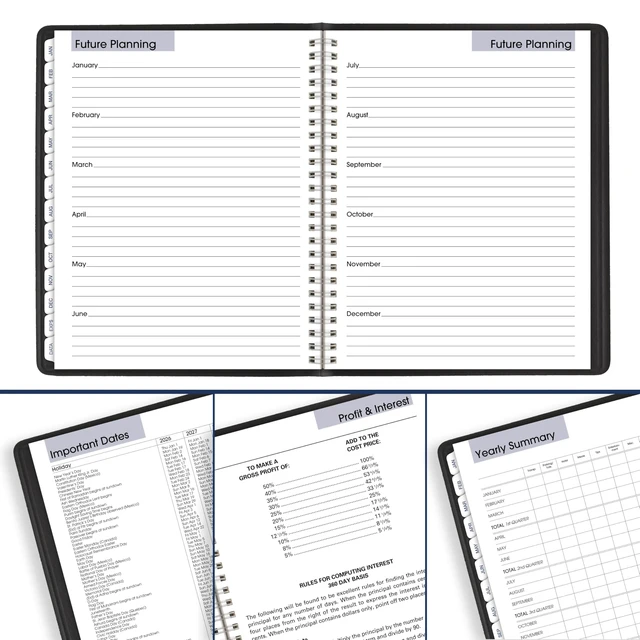 Alt view image 7 of 7 - 2026 Planner, Weekly & Monthly, 7" x 8.75", Medium, Refillable, Executive, DayMinder, Black (G5450026)
