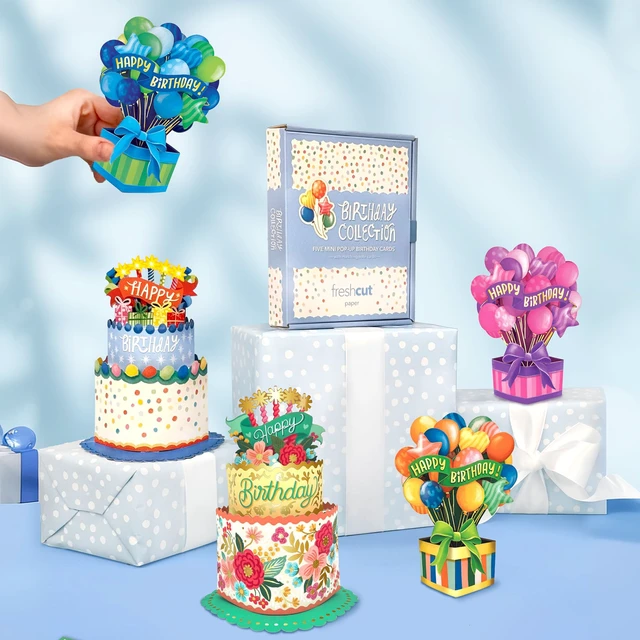 Alt view image 2 of 7 - Mini Birthday Collection Boxed Set of 5 Includes Note Cards and Envelopes Cakes & Balloon Designs for Birthday Cards & More, Kids & Adults