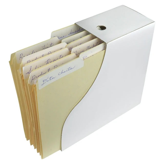 Alt view image 5 of 6 - Magazine File Holder -Set of 6 White - Office Desk Organizer - Sturdy Cardboard - New Upgraded Double Front Panel -4" Wide-Easy Assemble