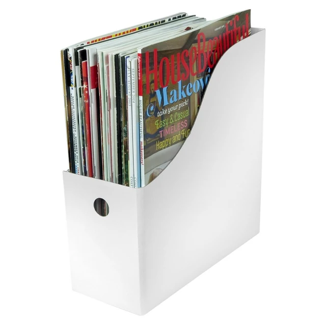 Alt view image 4 of 6 - Magazine File Holder -Set of 6 White - Office Desk Organizer - Sturdy Cardboard - New Upgraded Double Front Panel -4" Wide-Easy Assemble