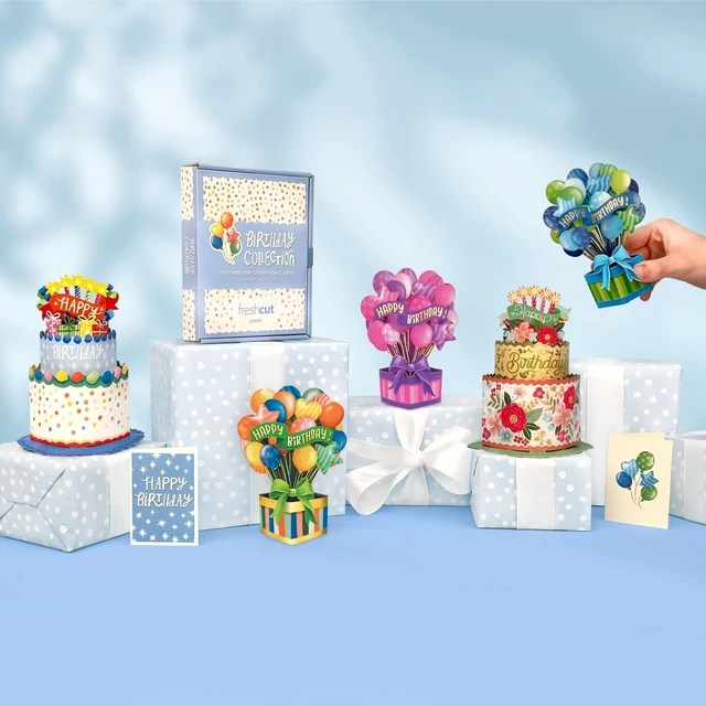 Alt view image 6 of 7 - Mini Birthday Collection Boxed Set of 5 Includes Note Cards and Envelopes Cakes & Balloon Designs for Birthday Cards & More, Kids & Adults