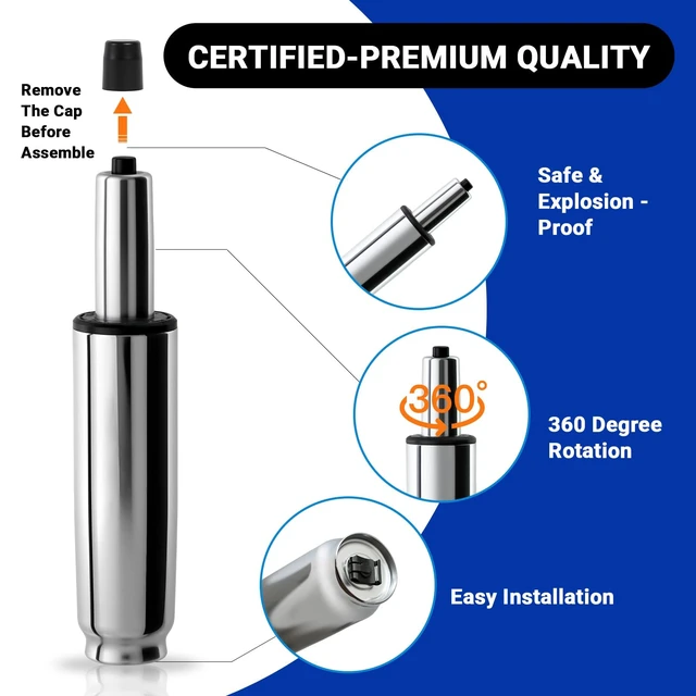 Alt view image 6 of 7 - 8.4-10.9 Inches Office Chair Cylinder Replacement, TOP-Activated Heavy Duty 1000lbs Class 4 Hydraulic Lift, Universal Pneumatic Piston Fit for Desk/Gaming Chairs, not for SIDE-ACTIVATED