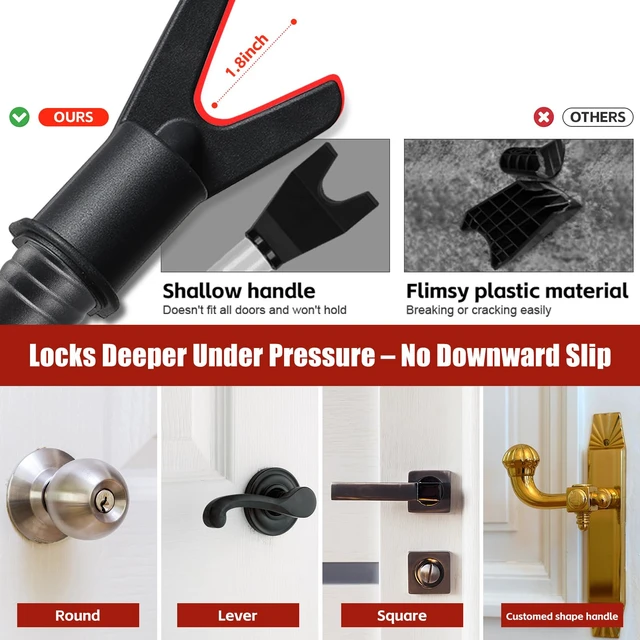 Alt view image 6 of 7 - Heavy Duty Door Security Bar, 24.5"-50.7" Adjustable Door Stopper with Large Anti-Slip Base, 360° Swivel Foot, Portable Door Brace for Hinged Doors, Sliding Windows, Hotel & Apartment