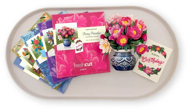 Main image of Mini Birthday Blooms Boxed Set of 5 Includes Note Cards & Envelopes Mini Gift Box for Birthday Cards, Women's Birthday, & More