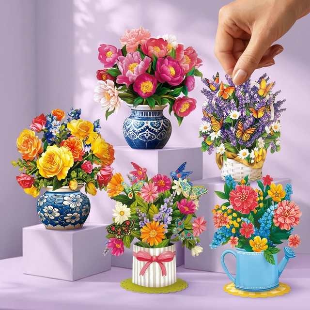 Alt view image 2 of 7 - Mini Birthday Blooms Boxed Set of 5 Includes Note Cards & Envelopes Mini Gift Box for Birthday Cards, Women's Birthday, & More