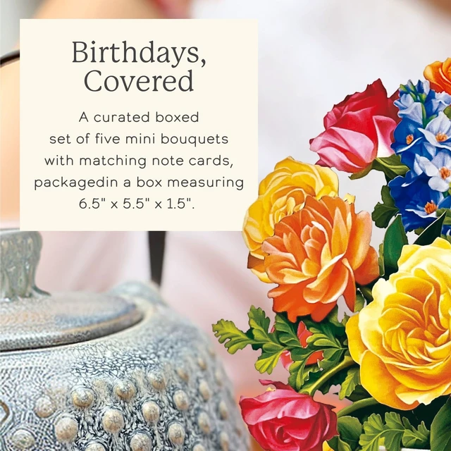 Alt view image 3 of 7 - Mini Birthday Blooms Boxed Set of 5 Includes Note Cards & Envelopes Mini Gift Box for Birthday Cards, Women's Birthday, & More