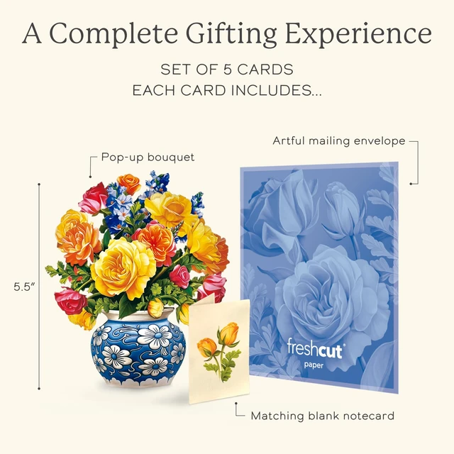 Alt view image 4 of 7 - Mini Birthday Blooms Boxed Set of 5 Includes Note Cards & Envelopes Mini Gift Box for Birthday Cards, Women's Birthday, & More