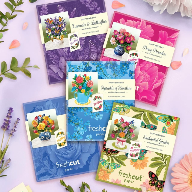Alt view image 6 of 7 - Mini Birthday Blooms Boxed Set of 5 Includes Note Cards & Envelopes Mini Gift Box for Birthday Cards, Women's Birthday, & More