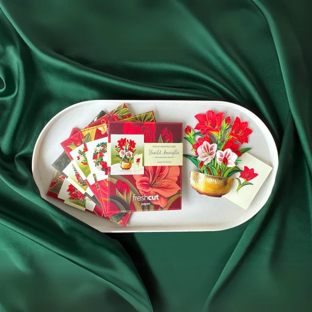 Alt view image 6 of 7 - Mini Holiday Collection Boxed Set of 5 Holiday Collection, 6 inch Mini Sized Paper Flower Bouquet 3D Popup Greeting Cards, Holiday Card, Blank Notecards & Envelopes