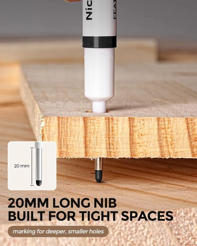 Alt view image 5 of 6 - 72 PCS Long Nib Marker Pens with 20mm Long Head Fine Tip (Black) Fine Point, Deep Hole Reach Permanent Paint Markers for Metal, Tile, Glass, Carpenter Pen for Woodworking