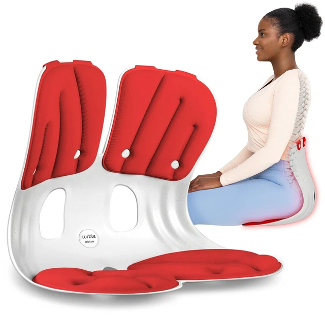 Main image of Grand(Extra Wide & Sturdy) Ergonomic Back and Lumbar Support for Good Posture Correction and Back Pain Relief, Perfect for Office, Floor Seat, and Work from Home, Patented (Red)