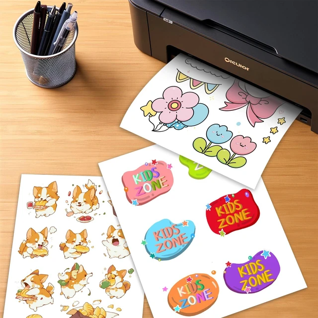 Alt view image 4 of 7 - Printable Vinyl Sticker Paper, 8.5 x11 Glossy White 120 Sheets Waterproof for Inkjet Printers, Compatible with Cricut, Quick Dry, Tear Resistant, Vivid Colors for DIY Crafts&Labels