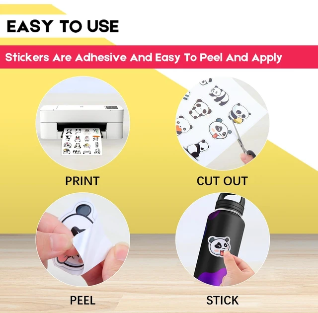 Alt view image 6 of 7 - Printable Vinyl Sticker Paper, 8.5 x11 Glossy White 120 Sheets Waterproof for Inkjet Printers, Compatible with Cricut, Quick Dry, Tear Resistant, Vivid Colors for DIY Crafts&Labels