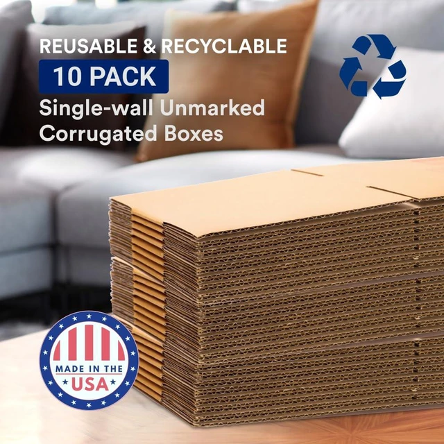 Alt view image 3 of 6 - Moving Boxes Medium 18"L x 15"W x 15"H 10-Pack - Multi-Depth Corrugated Cardboard for Shipping, Mailing, Packing, Packaging and Storage