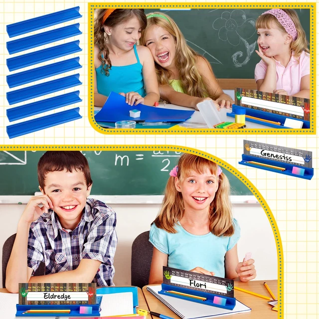 Alt view image 6 of 6 - 30 Pcs Classroom Desk Name Plate Holder Student Index Cards Storage Kids Desk Accessories, Desktop Helper Prop, Station Guard Panels Organizer, Water Bottle Holder