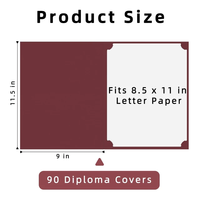 Alt view image 2 of 7 - 90 Packs Certificate Holders, Burgundy Diploma Holders, Document Award Covers Certificate Folders with Gold Foil Border for 8.5x11 Letter Size