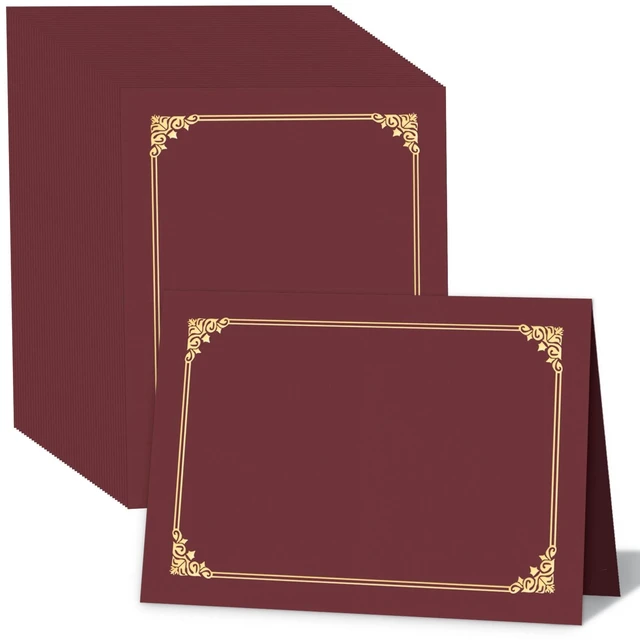 Main image of 90 Packs Certificate Holders, Burgundy Diploma Holders, Document Award Covers Certificate Folders with Gold Foil Border for 8.5x11 Letter Size