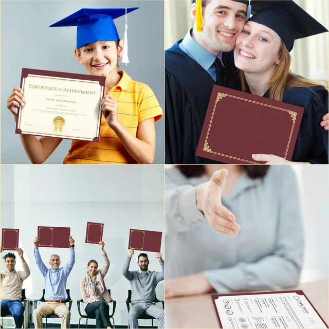 Alt view image 5 of 7 - 90 Packs Certificate Holders, Burgundy Diploma Holders, Document Award Covers Certificate Folders with Gold Foil Border for 8.5x11 Letter Size