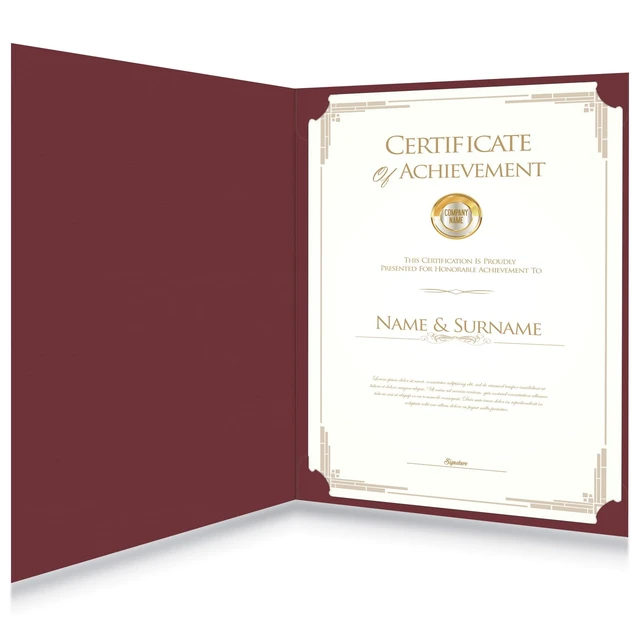 Alt view image 7 of 7 - 90 Packs Certificate Holders, Burgundy Diploma Holders, Document Award Covers Certificate Folders with Gold Foil Border for 8.5x11 Letter Size