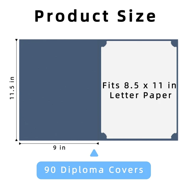 Alt view image 2 of 7 - 90 Pack Certificate Holders, Navy Blue Diploma Holders, Document Award Covers Certificate Folders with Gold Foil Border for 8.5x11 Letter Size