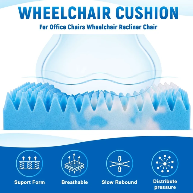 Alt view image 3 of 6 - 1 PC Egg Chair Cushion 18 x 16 x 4 Inches Egg Shape, Blue White Egg Foam Pad Seat Cushion Crate Chair Accessory Pad Relieve Back Foam Relieve Pressure Breathable for Recliner Wheelchair Car