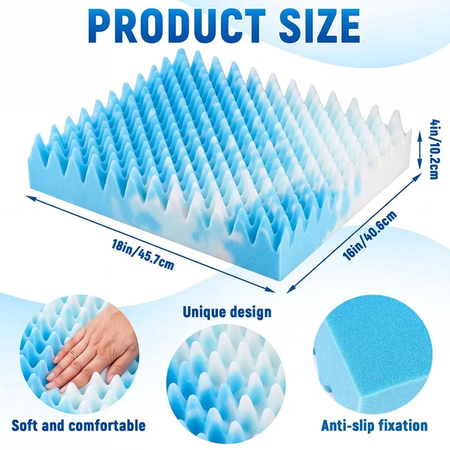 Alt view image 2 of 6 - 1 PC Egg Chair Cushion 18 x 16 x 4 Inches Egg Shape, Blue White Egg Foam Pad Seat Cushion Crate Chair Accessory Pad Relieve Back Foam Relieve Pressure Breathable for Recliner Wheelchair Car