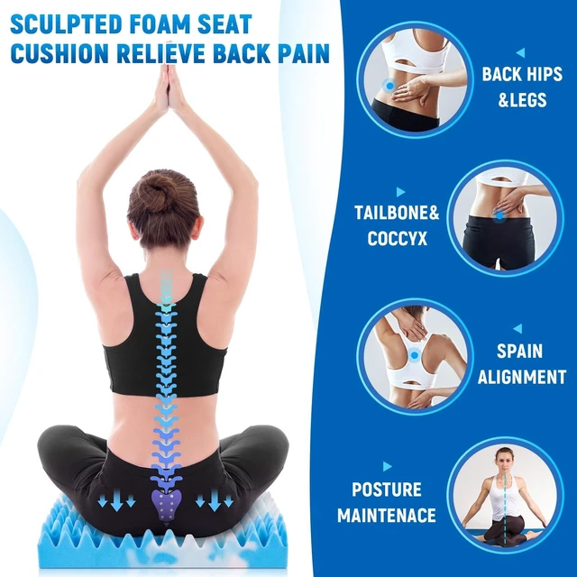 Alt view image 4 of 6 - 1 PC Egg Chair Cushion 18 x 16 x 4 Inches Egg Shape, Blue White Egg Foam Pad Seat Cushion Crate Chair Accessory Pad Relieve Back Foam Relieve Pressure Breathable for Recliner Wheelchair Car