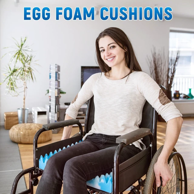 Alt view image 6 of 6 - 1 PC Egg Chair Cushion 18 x 16 x 4 Inches Egg Shape, Blue White Egg Foam Pad Seat Cushion Crate Chair Accessory Pad Relieve Back Foam Relieve Pressure Breathable for Recliner Wheelchair Car