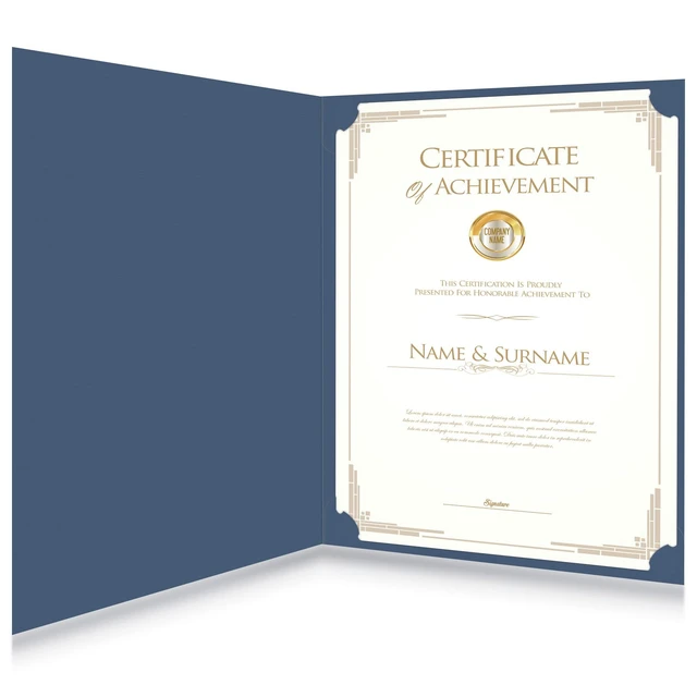 Alt view image 7 of 7 - 90 Pack Certificate Holders, Navy Blue Diploma Holders, Document Award Covers Certificate Folders with Gold Foil Border for 8.5x11 Letter Size