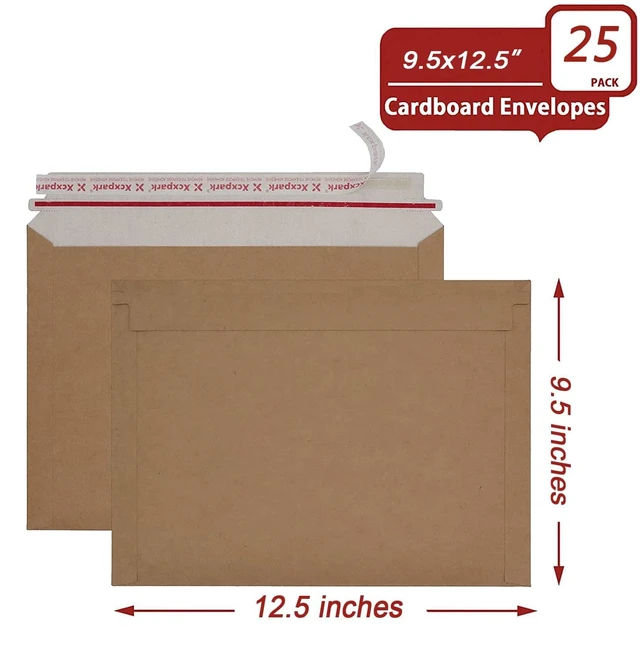 Alt view image 2 of 7 - 25 Pack Brown Kraft Rigid Mailers, 9.5x12.5 inches Self Seal Photo Document Mailers Premium Cardboard Keep Flat Envelopes for Photos, Pictures, Papers, Files, CD