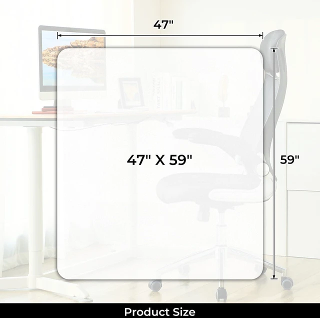 Alt view image 7 of 7 - Chair Mat for Hard Wood Floors - Heavy Duty Floor Protector - Easy Clean (47''×59'')