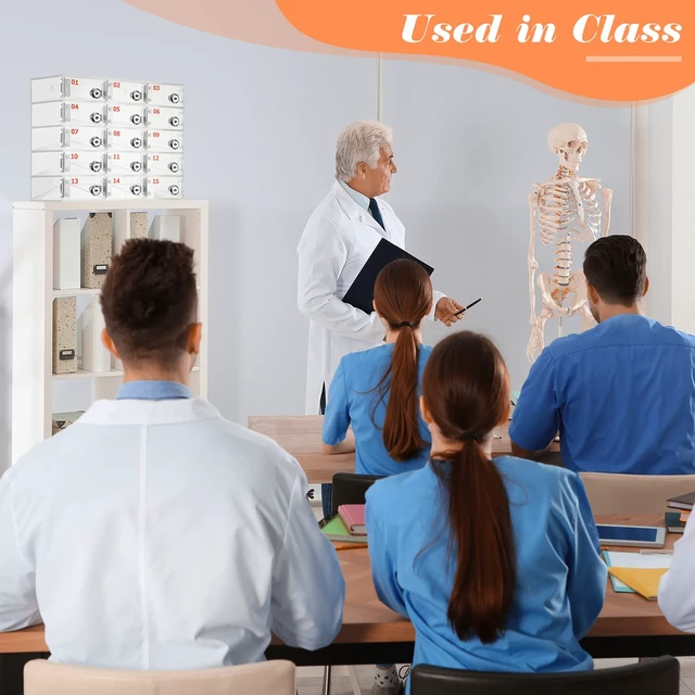 Alt view image 6 of 6 - 15 Slot Cell Phone Locker Box for Classroom with Door Locks and Keys Clear Acrylic Phone Box Storage Cabinet Wall Mounted for Back to School Teacher Students Employee Factory Office