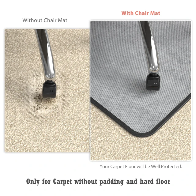 Alt view image 3 of 7 - Heavy Duty Office Chair Mat for Carpet and Hardwood Floor Bohemian Desk Chair Mat Rug 36'' x 48'' Corduroy Surface Floor mats for Office Home