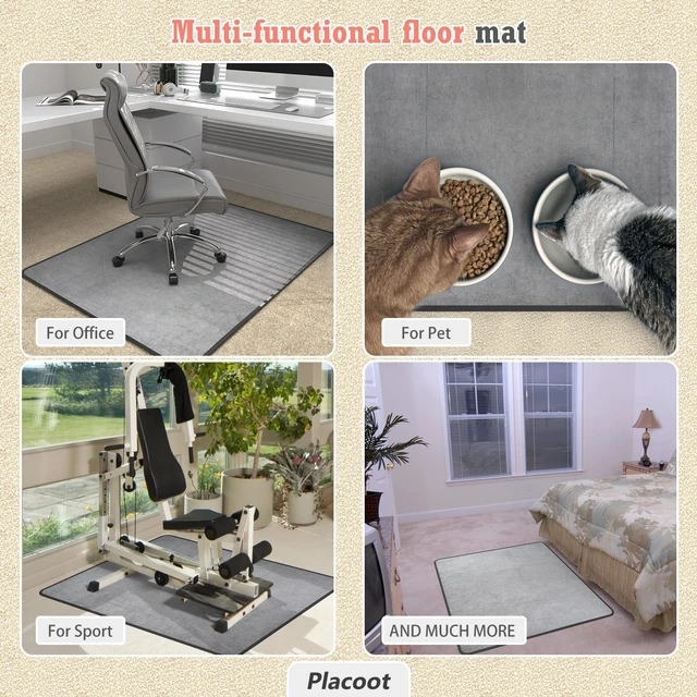 Alt view image 4 of 7 - Heavy Duty Office Chair Mat for Carpet and Hardwood Floor Bohemian Desk Chair Mat Rug 36'' x 48'' Corduroy Surface Floor mats for Office Home