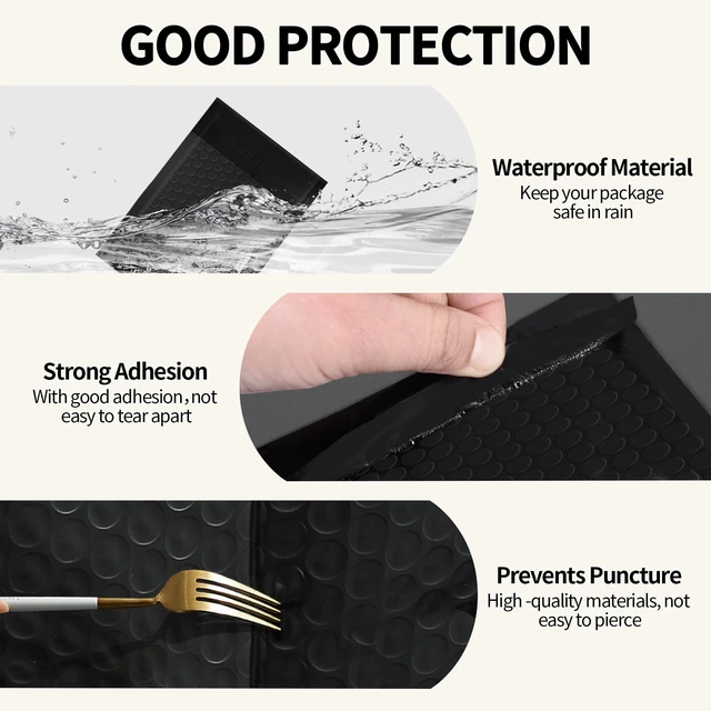 Alt view image 3 of 7 - 6×10" Inch Bubble Mailers 50 Pack Waterproof Padded Envelopes Self Seal Adhesive Shipping Bags for Mailing Cards Jewelry Makeup and Small Business Packaging
