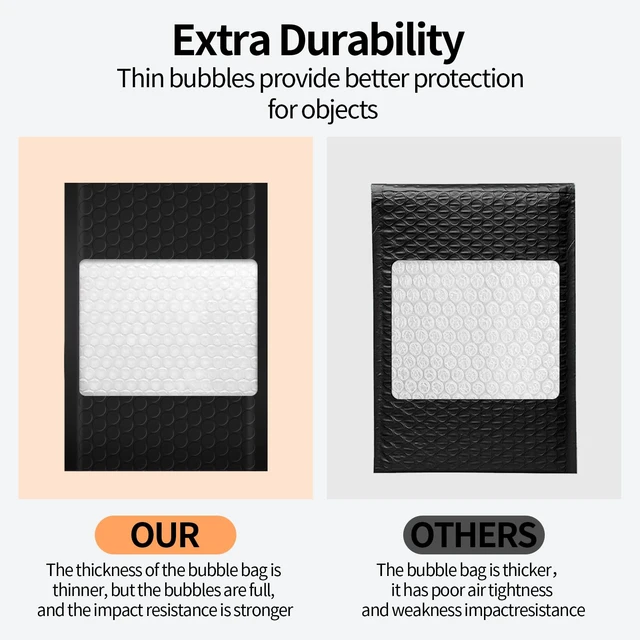 Alt view image 4 of 7 - 6×10" Inch Bubble Mailers 50 Pack Waterproof Padded Envelopes Self Seal Adhesive Shipping Bags for Mailing Cards Jewelry Makeup and Small Business Packaging
