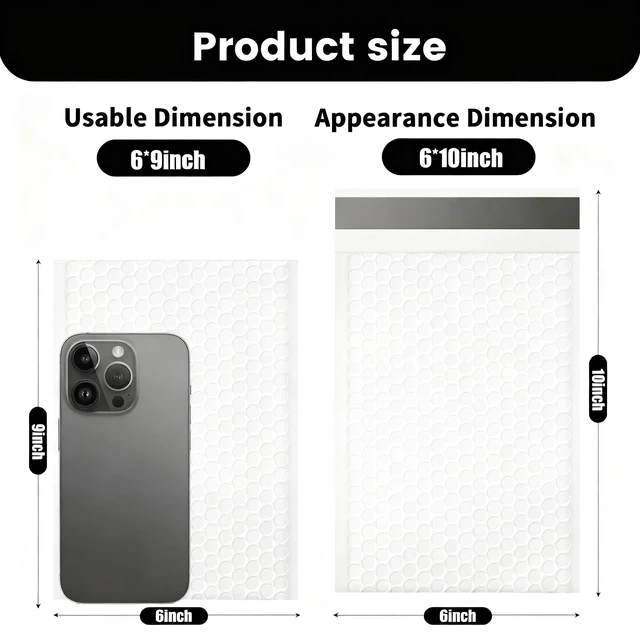 Alt view image 2 of 7 - 6×10" Inch Bubble Mailers 50 Pack Waterproof Padded Envelopes Self Seal Adhesive Shipping Bags for Mailing Cards Jewelry Makeup and Small Business Packaging