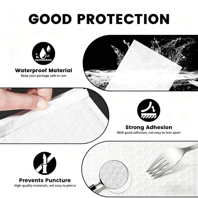 Alt view image 3 of 7 - 6×10" Inch Bubble Mailers 50 Pack Waterproof Padded Envelopes Self Seal Adhesive Shipping Bags for Mailing Cards Jewelry Makeup and Small Business Packaging