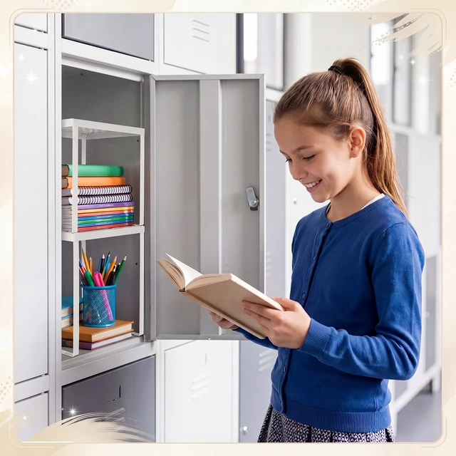 Alt view image 2 of 7 - 2 Pcs Locker Organizer Shelf Stackable 2-Tier Shelves Fits Standard Size School Lockers Heavy Duty Metal Locker Shelf for School Office Gym Lockers Home Storage 11x 10 x 12 Inch(White)