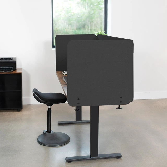 Alt view image 7 of 7 - Dark Gray Clamp-on 24 x 24 in Privacy Panel, PP-1-V024D Sound Absorbing PET Partition, Above or Below Desk Office Divider, Sturdy C-Clamp, Fits 0.4-1.4 in Thick Desktops