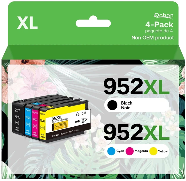 Main image of 952XL Latest Upgrade Compatible Ink Cartridges Combo Pack Replacement for HP 952 XL Ink Cartridges for Officejet Pro 7740 8210 8710 8720 8740 8715 7720 8725 8730, Black, Cyan, Yellow, Magenta, 4 Packs