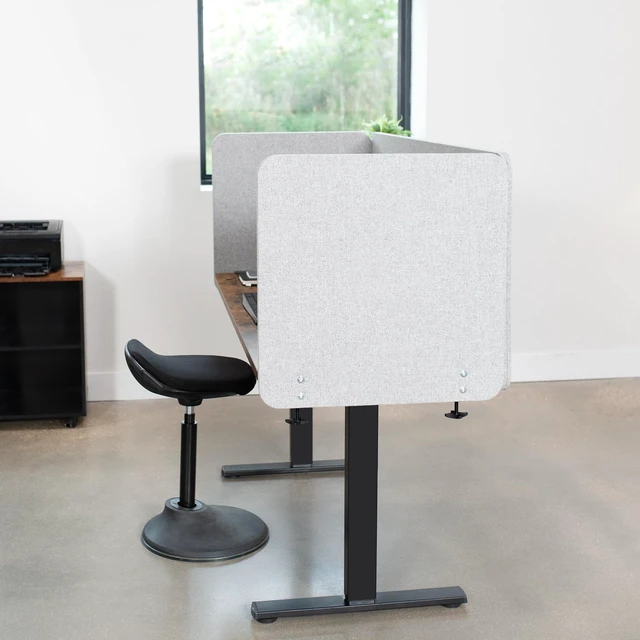 Alt view image 7 of 7 - Gray Clamp-on 24 x 24 in Privacy Panel, PP-1-V024G Sound Absorbing PET Partition, Above or Below Desk Office Divider, Sturdy C-Clamp, Fits 0.4-1.4 in Thick Desktops
