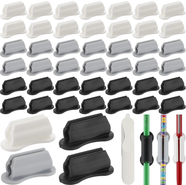 Main image of 48 Pack Adhesive Silicone Pencil Holders Bulk for Desk,Wave,Neutral Flexible Pen Holder, Marker Organizer Clipboard, Classroom School Office Supplies, Teacher Stationery Accessories