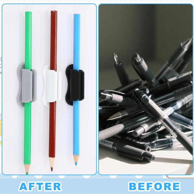 Alt view image 6 of 7 - 48 Pack Adhesive Silicone Pencil Holders Bulk for Desk,Wave,Neutral Flexible Pen Holder, Marker Organizer Clipboard, Classroom School Office Supplies, Teacher Stationery Accessories