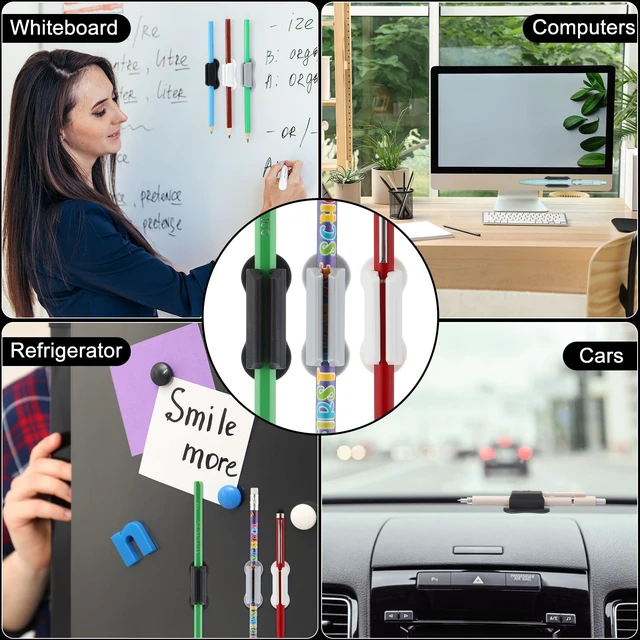 Alt view image 5 of 7 - 48 Pack Adhesive Silicone Pencil Holders Bulk for Desk,Wave,Neutral Flexible Pen Holder, Marker Organizer Clipboard, Classroom School Office Supplies, Teacher Stationery Accessories