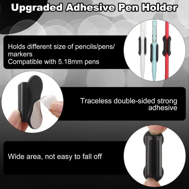 Alt view image 3 of 7 - 48 Pack Adhesive Silicone Pencil Holders Bulk for Desk,Wave,Black Flexible Pen Holder, Marker Organizer Clipboard, Classroom School Office Supplies, Teacher Stationery Accessories